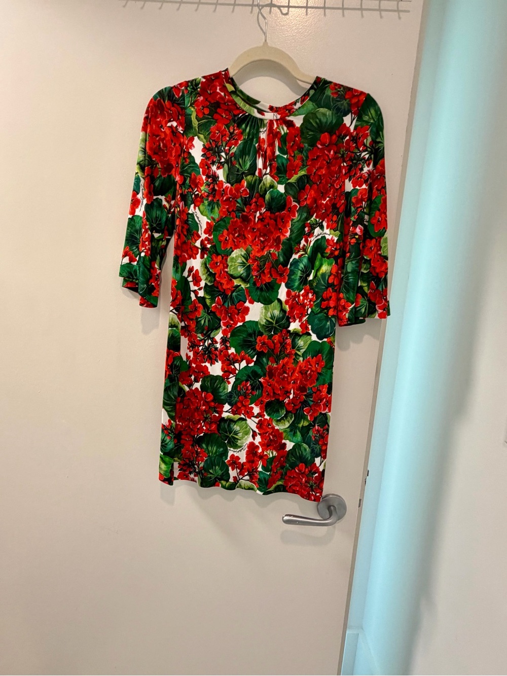 Dolce & Gabbana Portofino Geranium Floral Flared Shift/Tunic Mini Dress,